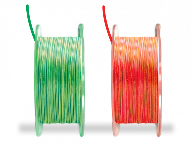 Fil de pêche TOC & TROUT Bicolore Jaune/Rouge Fluo 150 m