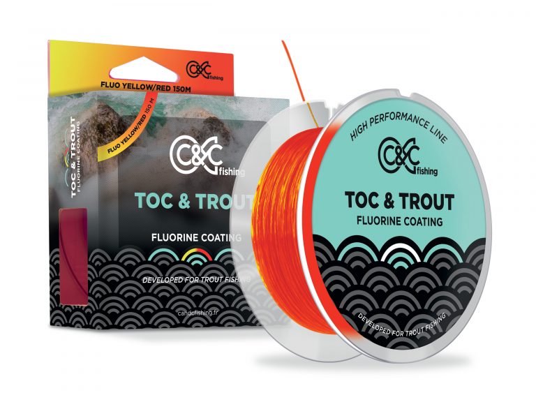 Fil de pêche TOC & TROUT Bicolore Jaune/Rouge Fluo 150 m