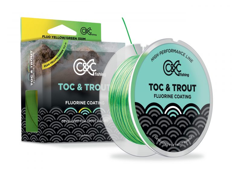 Fil de pêche TOC & TROUT Bicolore Jaune Vert fluo 150 m