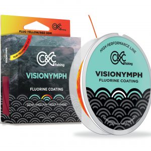 Fil de pêche VISIONYMPH Fluorine Coating Bicolore Jaune/Rouge Fluo 50 m