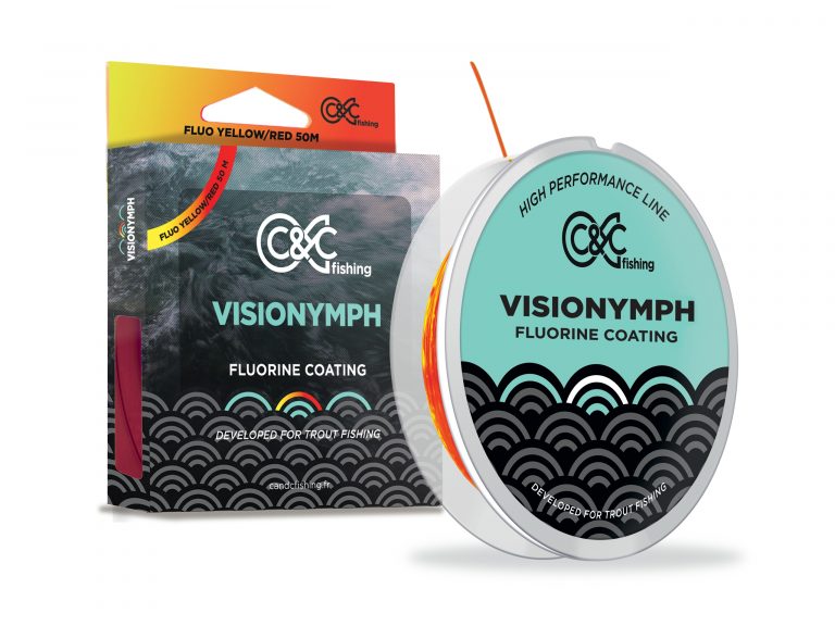 Fil de pêche VISIONYMPH Fluorine Coating Bicolore Jaune/Rouge Fluo 50 m